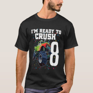 Camiseta Crianças Meninos 8º Aniversário Monstro Caminhão A
