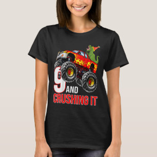 Camiseta Crianças Meninos 9º Aniversário Monstro Caminhão A