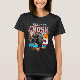 Camiseta Crianças Meninos 9º Aniversário Monstro Caminhão A