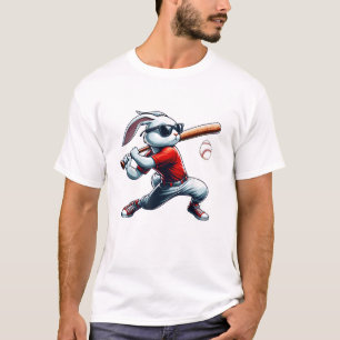Camiseta Crianças Meninos Coelho da Páscoa Feliz Jogando Be