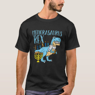 Camiseta Crianças Menorasaurus Rex Trex Dino Judaicas Crian
