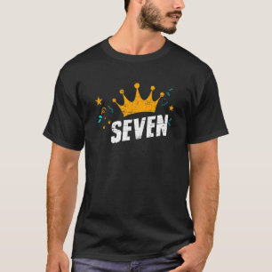 Camiseta Crianças Meu 7 Aniversário com Coroa E eu tenho 7 