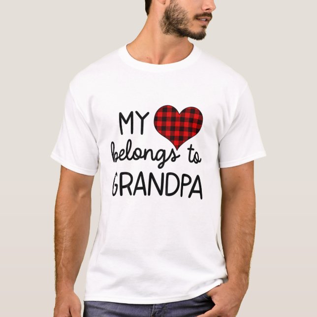 Camiseta Crianças Meu Coração Pertence Ao Vovô Bebê Meninas (Frente)