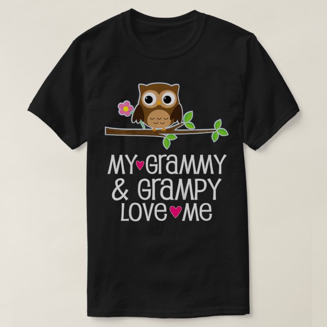 Camiseta Crianças Meu Grammy e Grampy me amam coruja (Frente do Design)