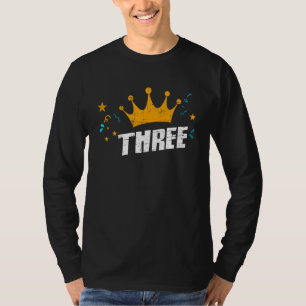 Camiseta Crianças Meu Terceiro Aniversário com Coroa E eu t