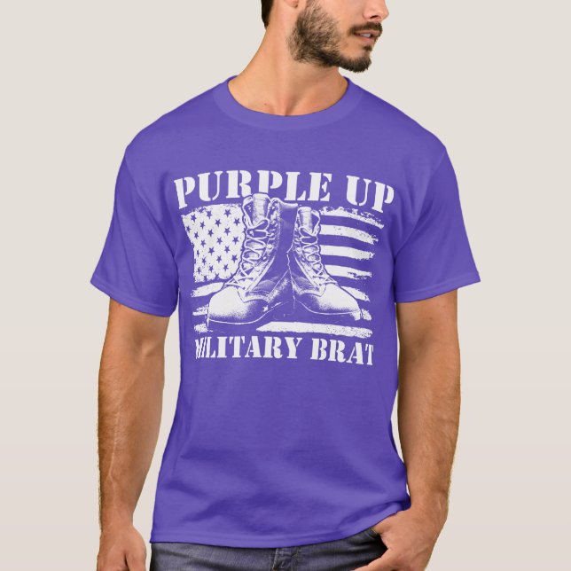 Camiseta Crianças Militares Brat Militares Roxos (Frente)