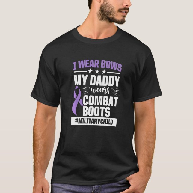 Camiseta Crianças Militares Mês Roxo Pai Boots 2 (Frente)