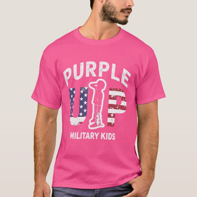 Camiseta Crianças Militares Roxas - Apoiar Famílias Militar (Frente)