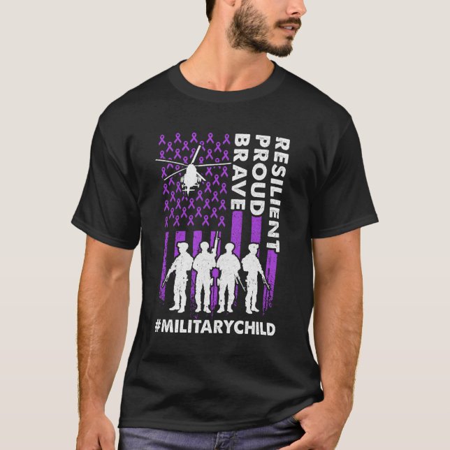 Camiseta Crianças Militares Roxo Adulto Púrpura Norte-Ameri (Frente)