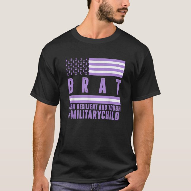 Camiseta Crianças Militares Roxos Meninos Meses Conhecidos (Frente)