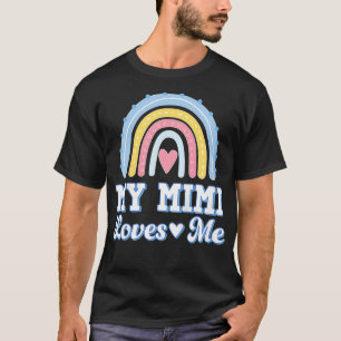 Camiseta Crianças Minha Mimi Me Ama Avô, Retro Arco-Íris