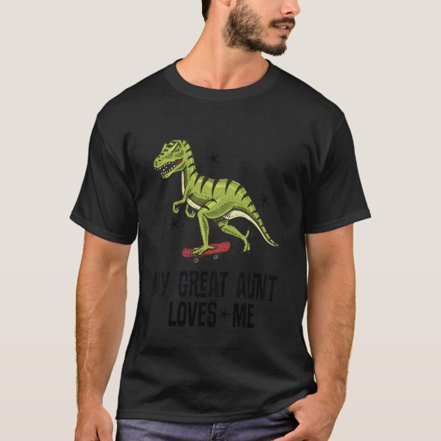 Camiseta Crianças Minha Tia Excelente Me Ama Dinossauro Gra (Frente)
