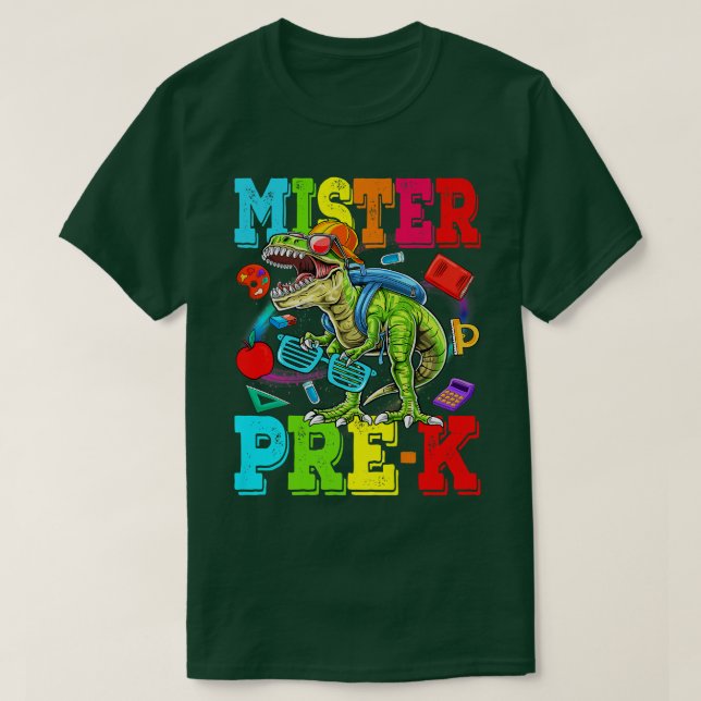 Camiseta Crianças Mister Pré-K Cara Monster Dinossauros (Frente do Design)