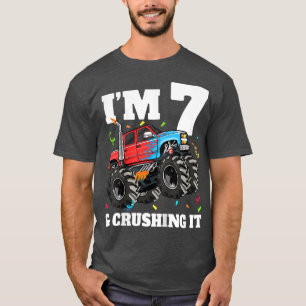 Camiseta Crianças Monster 7 Birthday Boy 7 Sete Anos