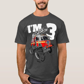 Camiseta Crianças Monster Fire aniversário de 3 anos