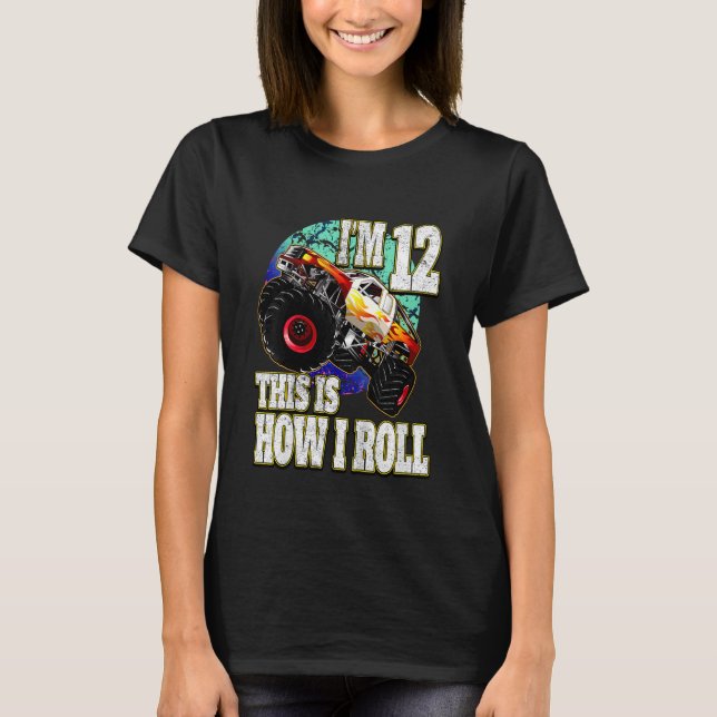 Camiseta Crianças Monster Truck, 12 Anos (Frente)