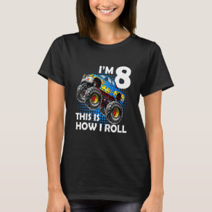 Camiseta Crianças Monster Truck 8º Aniversário 8 anos Velho