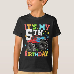 Camiseta Crianças Monster Truck É Meu 5 Aniversário 5 5