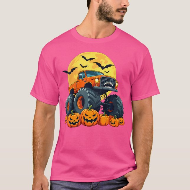 Camiseta Crianças Monster Truck Halloween Pumpkin Jack O La (Frente)