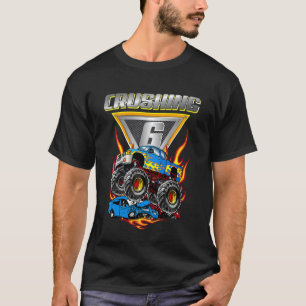 Camiseta Crianças Monster Trucks 6 Festa de aniversário Esm