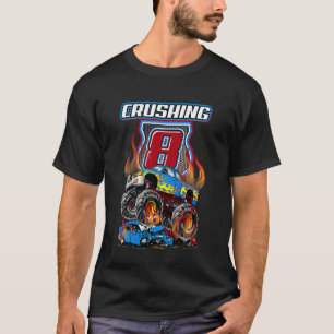 Camiseta Crianças Monster Trucks 8ª Festa de aniversário Es