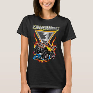 Camiseta Crianças Monster Trucks aniversário de 3 anos do P