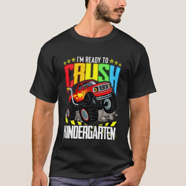 Camiseta Crianças Monstram Caminhão Pronto Para Esmagar O J (Frente)