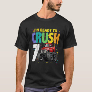 Camiseta Crianças Monstro 7 de Caminhão de Aniversário Dino
