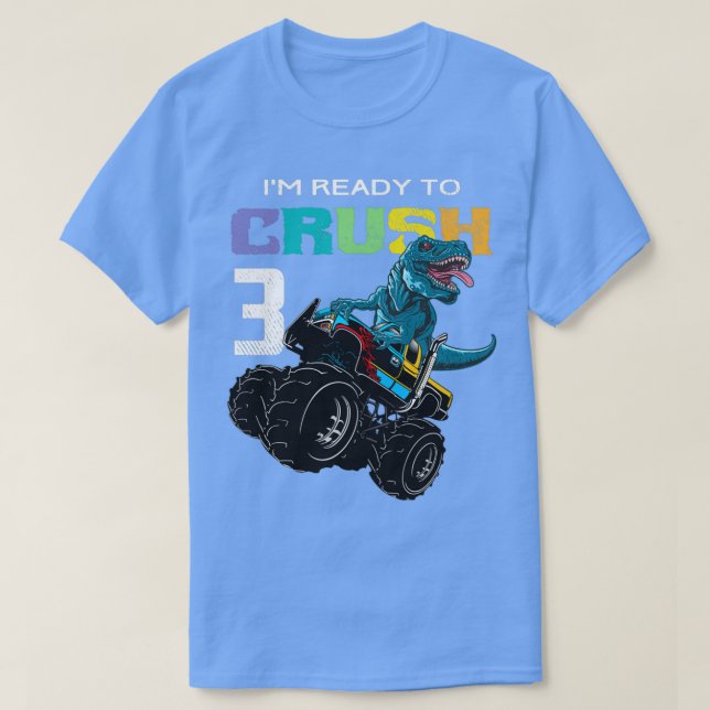 Camiseta Crianças Monstro Dinossauro aniversário de 3 anos  (Frente do Design)