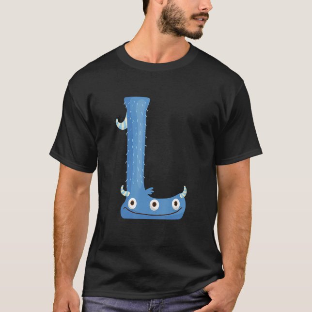 Camiseta Crianças Monstro Educação em Alfabeto A Letra L Ki (Frente)