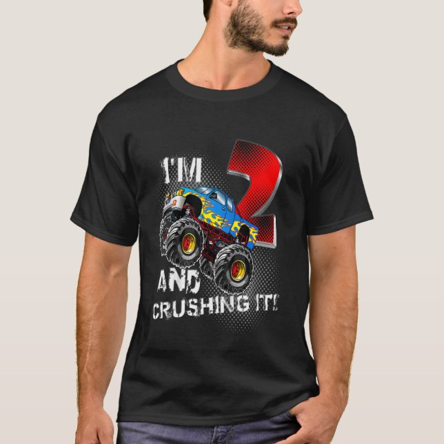 Camiseta Crianças Monstros Aniversário de Caminhão Eu estou (Frente)