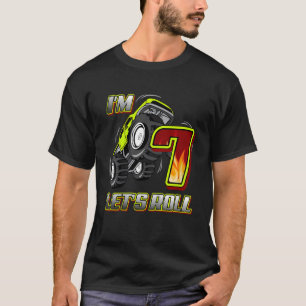 Camiseta Crianças Monstros Caminhões 7 Aniversário Eu sou 7