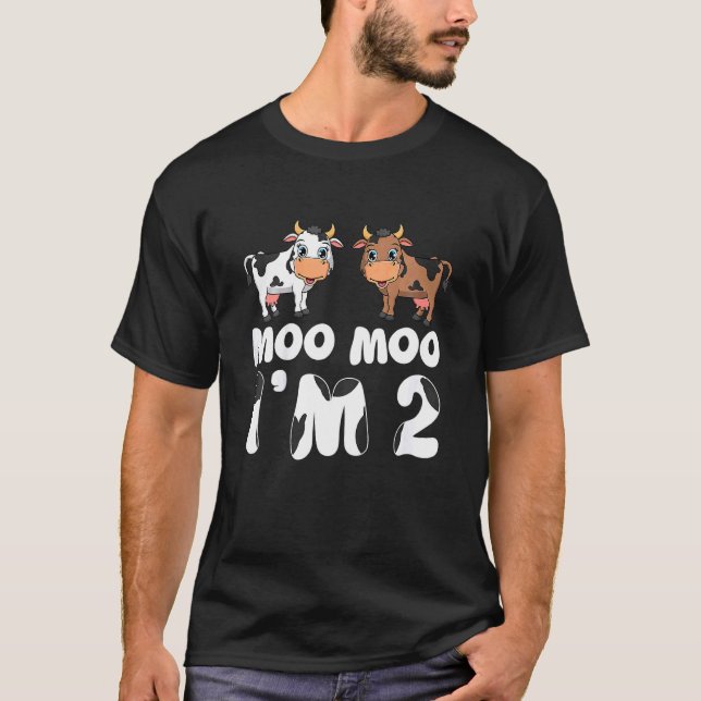 Camiseta Crianças Moo Moo Eu sou duas vacas bonitas segundo (Frente)