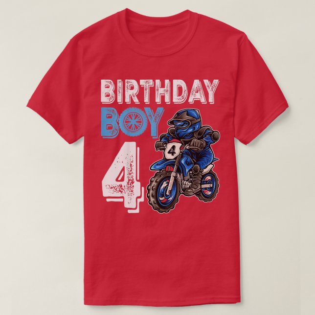 Camiseta Crianças Motocross MX 4th Gift 4 Anos Bike Bi (Frente do Design)