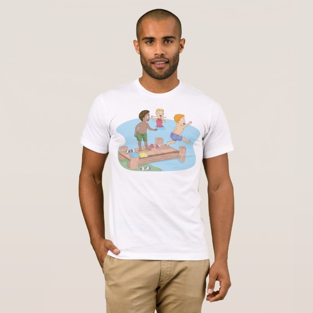 Camiseta Crianças Nadando Diversão de Piscina Mens T-Shirt (Frente Completa)