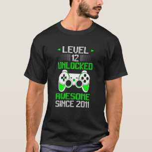 Camiseta Crianças Nível 12 Jogador de Aniversário de 12 de 