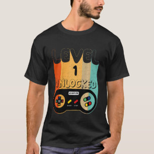 Camiseta Crianças Nível 1 Jogador de Vídeo Desbloqueado 1º