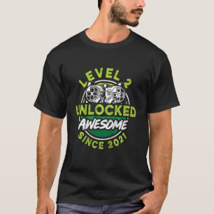 Camiseta Crianças Nível 2 Desbloqueadas Incrível Desde 2021