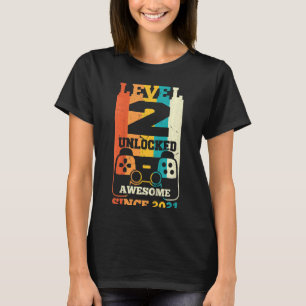 Camiseta Crianças Nível 2 Desbloqueadas Incrível Desde 2021