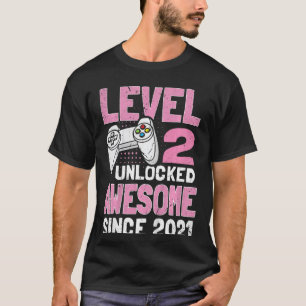 Camiseta Crianças Nível 2 Desbloqueadas Incrível Desde 2021