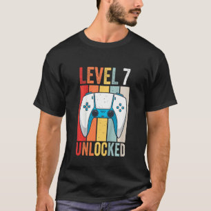 Camiseta Crianças Nível 7 Jogos Desbloqueados Com 7 Anos De