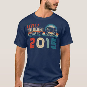 Camiseta Crianças Nível 7 Vídeo Gamer Aniversário Desbloque