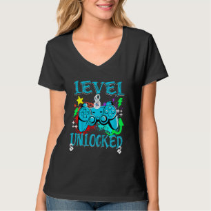 Camiseta Crianças Nível 8 Desbloqueadas Jogador Aniversário