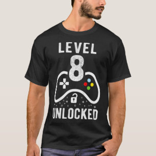 Camiseta Crianças Nível 8 Vídeo Jogo Desbloqueado 8º Pr