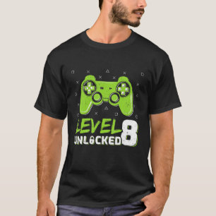 Camiseta Crianças Nível 8 Videos games Desbloqueados Jogado