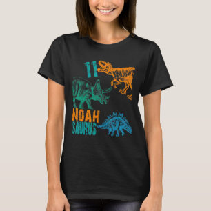 Camiseta Crianças Noah Saurus 11 Birthday Boys Rex Bday Par