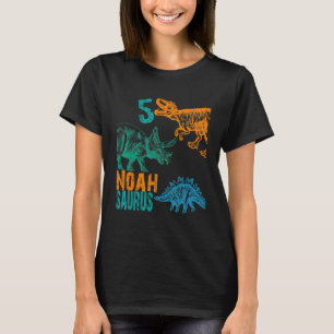 Camiseta Crianças Noah Saurus 5 Birthday Boys Rex Bday Part