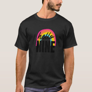 Camiseta Crianças Nono Aniversário 9 Anos Olá Nove Arco-Íri