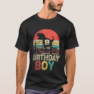 Camiseta Crianças Nono Aniversário Dinossauro 9 Anos Menino