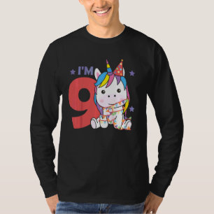 Camiseta Crianças Nono Aniversário Unicórnio Para Crianças